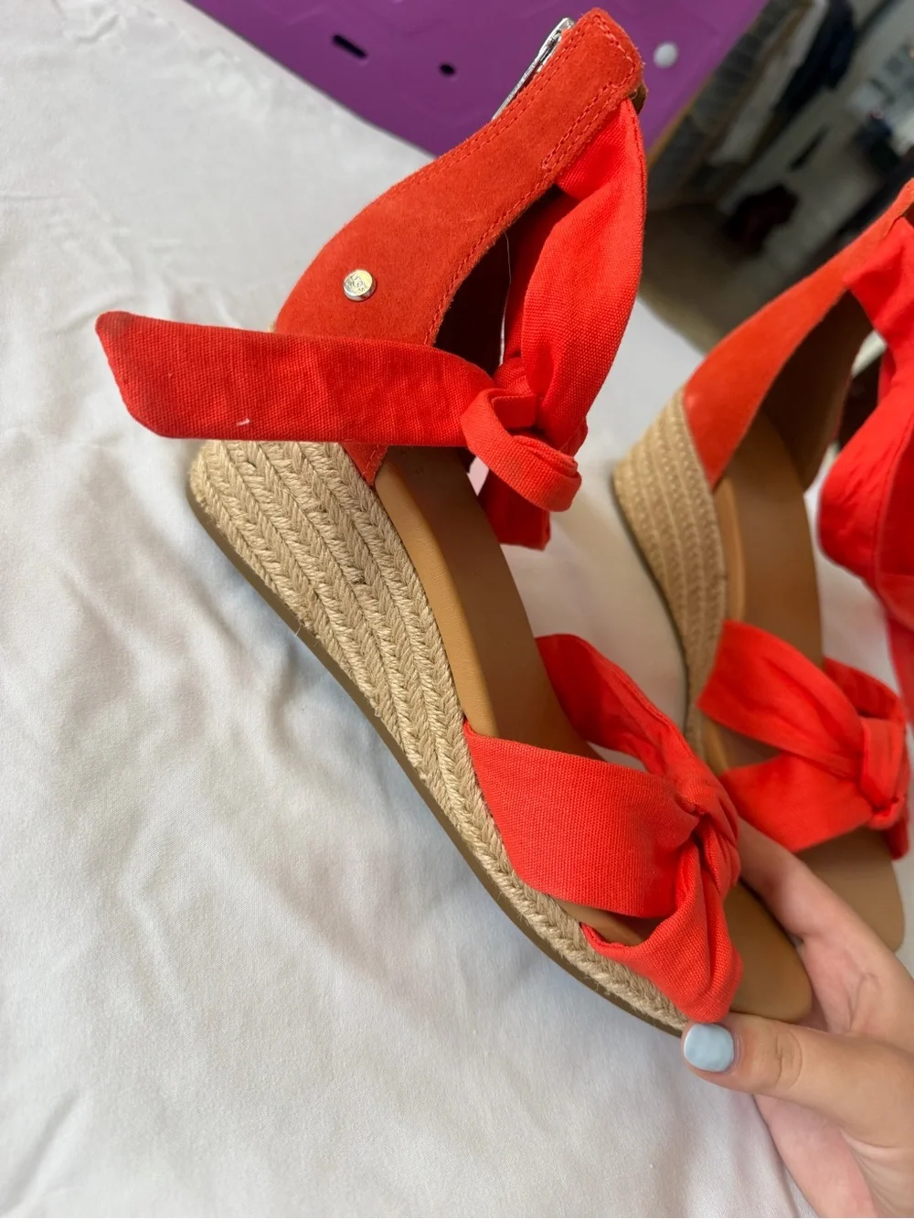 UGG Orange Tie-Wrap Espadrille Wedge Sandals